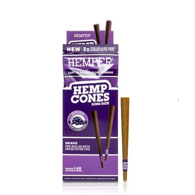 Hemper King Size Stożki Konopne Z Papierowym Ustnikiem 2 Szt. - Grape Hemper King Size Stożki Konopne Z Papierowym Ustnikiem 2 Szt. - Grape
