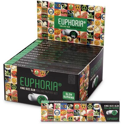 Euphoria Bibułki Kingsize Slim Groovy + Filtry, 32 Bibułki + 32 Końcówki Z Filtrem Euphoria Bibułki Kingsize Slim Groovy + Filtry, 32 Bibułki + 32 Końcówki Z Filtrem