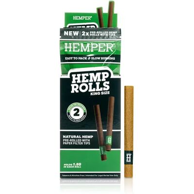 Hemper Rolls King Size Z Papierowym Ustnikiem 2 Szt. - Naturalne Hemper Rolls King Size Z Papierowym Ustnikiem 2 Szt. - Naturalne