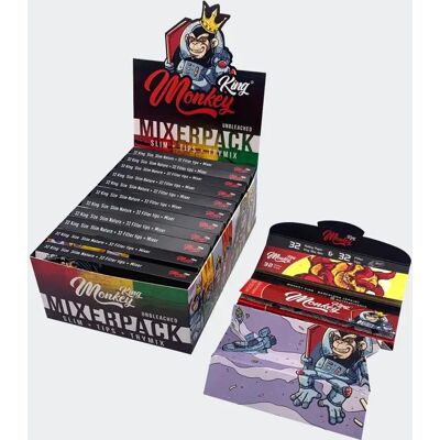 Monkey King Kss Bibułki Do Skręcania Z Końcówkami Filtrującymi Trymix, 1 Broszurka Monkey King Kss Bibułki Do Skręcania Z Końcówkami Filtrującymi Trymix, 1 Broszurka