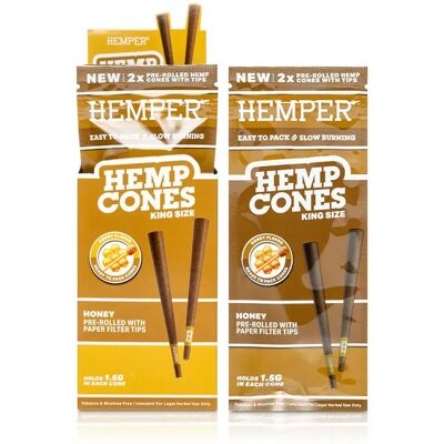 Bibułki Hemper King Size Cones With Paper Tip 2 Szt. - Honey Bibułki Hemper King Size Cones With Paper Tip 2 Szt. - Honey