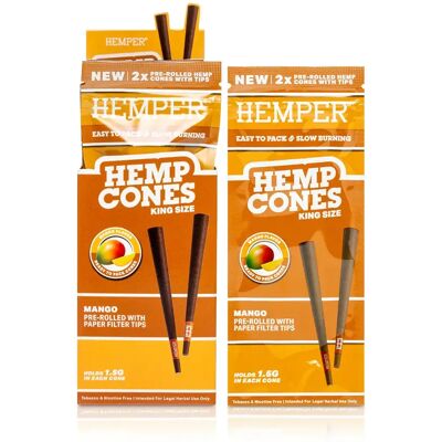 Stożki Konopne Hemper King Size Z Papierowym Ustnikiem 2 Szt. - Mango Stożki Konopne Hemper King Size Z Papierowym Ustnikiem 2 Szt. - Mango