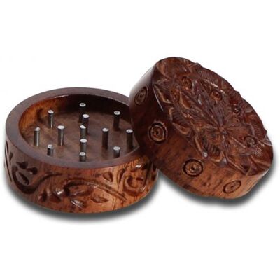 Near Dark Rosewood Grinder "Leaf" 2-Częściowy W. Wkładka, 35 X 20 Mm Near Dark Rosewood Grinder "Leaf" 2-Częściowy W. Wkładka, 35 X 20 Mm