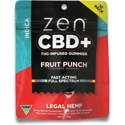 Zen Cannabis Zen Thc+ Gummies Fruit Punch Indica, 10 Szt., 200 Mg Zen Cannabis Zen Thc+ Gummies Fruit Punch Indica, 10 Szt., 200 Mg