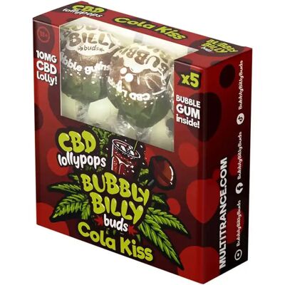 Multitrance Bubbly Billy Pączki 10 Mg Cola Kiss Lollies Z Gumą Balonową W Środku – Pudełko Prezentowe (5 Lizaków), 100 G Multitrance Bubbly Billy Pączki 10 Mg Cola Kiss Lollies Z Gumą Balonową W Środku – Pudełko Prezentowe (5 Lizaków), 100 G