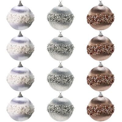 Home Styling Decoration Bombki choinkowe nietłukące białe srebrne szampańskie 8 cm 12 szt. Home Styling Decoration Bombki choinkowe nietłukące białe srebrne szampańskie 8 cm 12 szt.