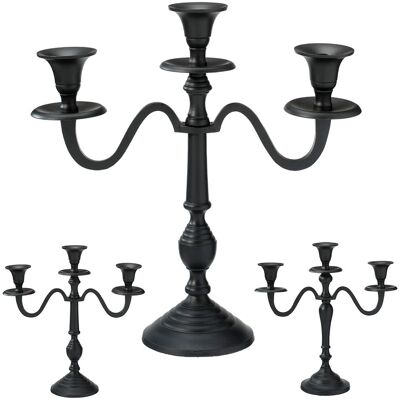 Home Styling Collection Świecznik kandelabr czarny 3-ramienny 30 cm Home Styling Collection Świecznik kandelabr czarny 3-ramienny 30 cm