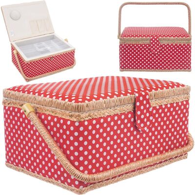 Orion Niciarka czerwona w grochy 24x18x12 cm Orion Niciarka czerwona w grochy 24x18x12 cm