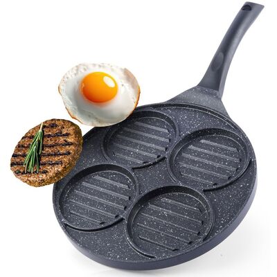 Patelnia grillowa z powłoką granitową PFLUON GRANIT - 26,5cm - Do burgerów i jajek Patelnia grillowa z powłoką granitową PFLUON GRANIT - 26,5cm - Do burgerów i jajek