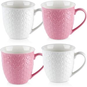 Orion Kubek do picia ceramiczny różowy biały zestaw 4 szt. 580 ml Orion Kubek do picia ceramiczny różowy biały zestaw 4 szt. 580 ml