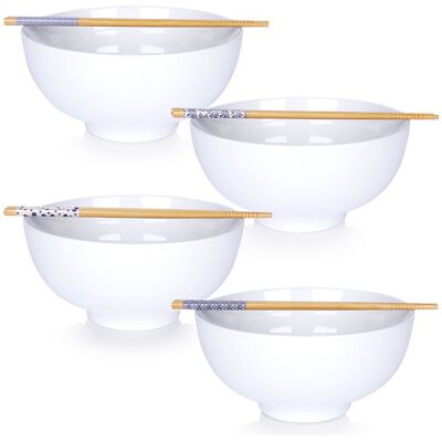 Vilde Miska do ramenu z pałeczkami porcelanowa biała 20 cm 1,6 l 4 szt. Vilde Miska do ramenu z pałeczkami porcelanowa biała 20 cm 1,6 l 4 szt.