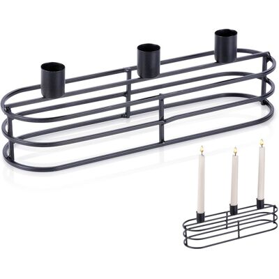 Home Styling Collection Świecznik metalowy czarny na 3 świeczki 29,5x8,5x9,5 cm Home Styling Collection Świecznik metalowy czarny na 3 świeczki 29,5x8,5x9,5 cm