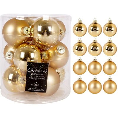 Home Styling Collection Bombki choinkowe szklane złote 6 cm 12 szt. Home Styling Collection Bombki choinkowe szklane złote 6 cm 12 szt.