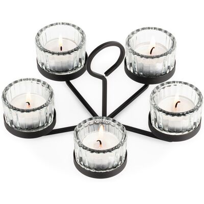 Home Styling Collection Świecznik metalowy czarny ze szklanymi wkładami na 5 świeczek 21x21x12 cm Home Styling Collection Świecznik metalowy czarny ze szklanymi wkładami na 5 świeczek 21x21x12 cm