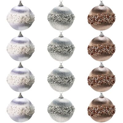 Home Styling Decoration Bombki choinkowe nietłukące białe srebrne szampańskie 8 cm 12 szt. Home Styling Decoration Bombki choinkowe nietłukące białe srebrne szampańskie 8 cm 12 szt.