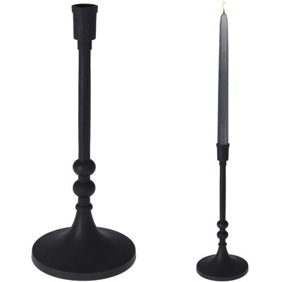 Home Styling Collection Świecznik aluminiowy czarny 31 cm Home Styling Collection Świecznik aluminiowy czarny 31 cm