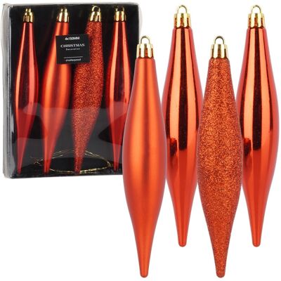 Home Styling Collection Bombki choinkowe nietłukące czerwone sople 15 cm 4 szt. Home Styling Collection Bombki choinkowe nietłukące czerwone sople 15 cm 4 szt.