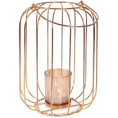 Home Styling Collection Lampion na świeczkę metalowy złoty 21,5 cm Home Styling Collection Lampion na świeczkę metalowy złoty 21,5 cm