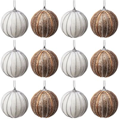 Home Styling Decoration Bombki choinkowe nietłukące białe szampańskie 8 cm 12 szt. Home Styling Decoration Bombki choinkowe nietłukące białe szampańskie 8 cm 12 szt.