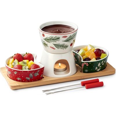 Excellent Houseware Zestaw do fondue porcelanowy na tacy 6 el. Excellent Houseware Zestaw do fondue porcelanowy na tacy 6 el.