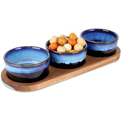 Excellent Houseware Miseczki na przekąski ceramiczne na tacy 29,5 cm 3 szt. Excellent Houseware Miseczki na przekąski ceramiczne na tacy 29,5 cm 3 szt.