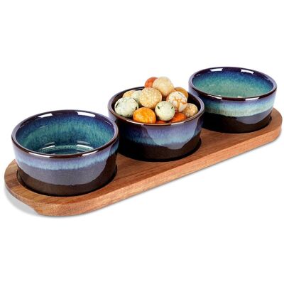 Excellent Houseware Miseczki na przekąski ceramiczne na tacy 29,5 cm 3 szt. Excellent Houseware Miseczki na przekąski ceramiczne na tacy 29,5 cm 3 szt.