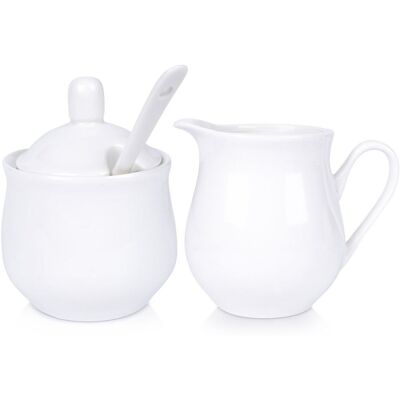 Excellent Houseware Cukierniczka i mlecznik porcelanowe białe 2x 150 ml 3 el. Excellent Houseware Cukierniczka i mlecznik porcelanowe białe 2x 150 ml 3 el.