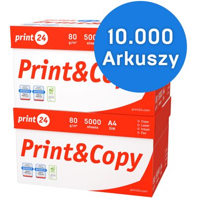 print24 Papier do drukarki Papier do kopiowania 10000 arkuszy 20 x 500 A4 80g Jasna biel Premium CIE 160 Zwycięzca testu Certyfikat środowiskowy 100% PEFC print24 Papier do drukarki Papier do kopiowania 10000 arkuszy 20 x 500 A4 80g Jasna biel Premium CIE 160 Zwycięzca testu Certyfikat środowiskowy 100% PEFC