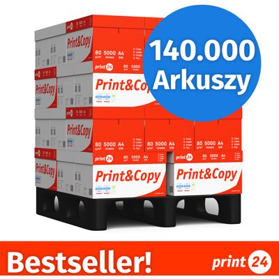 print24 Papier do drukarki Papier do kopiowania 140000 arkuszy A4 80g Jasna biel Premium CIE 160 Zwycięzca testu Certyfikat środowiskowy 100% PEFC print24 Papier do drukarki Papier do kopiowania 140000 arkuszy A4 80g Jasna biel Premium CIE 160 Zwycięzca testu Certyfikat środowiskowy 100% PEFC