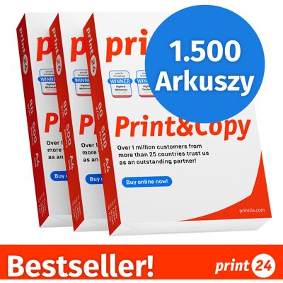 print24 Papier do drukarki Papier do kopiowania 1500 arkuszy 3 x 500 A4 80g Jasna biel Premium CIE 160 Zwycięzca testu Certyfikat środowiskowy 100% PEFC print24 Papier do drukarki Papier do kopiowania 1500 arkuszy 3 x 500 A4 80g Jasna biel Premium CIE 160 Zwycięzca testu Certyfikat środowiskowy 100% PEFC
