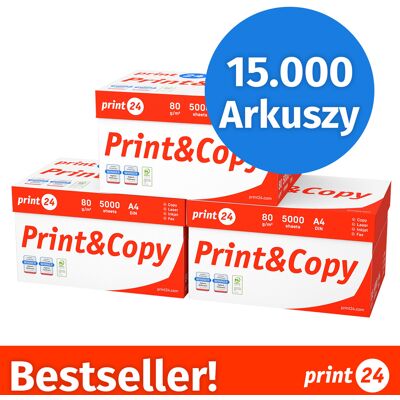 print24 Papier do drukarki Papier do kopiowania 15000 arkuszy 30 x 500 A4 80g Jasna biel Premium CIE 160 Zwycięzca testu Certyfikat środowiskowy 100% PEFC print24 Papier do drukarki Papier do kopiowania 15000 arkuszy 30 x 500 A4 80g Jasna biel Premium CIE 160 Zwycięzca testu Certyfikat środowiskowy 100% PEFC