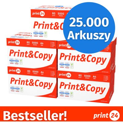 print24 Papier do drukarki Papier do kopiowania 25000 arkuszy 50 x 500 A4 80g Jasna biel Premium CIE 160 Zwycięzca testu Certyfikat środowiskowy 100% PEFC print24 Papier do drukarki Papier do kopiowania 25000 arkuszy 50 x 500 A4 80g Jasna biel Premium CIE 160 Zwycięzca testu Certyfikat środowiskowy 100% PEFC