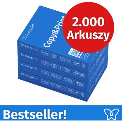 NOWOŚĆ! Papier do drukarek Easyprint Papier do kopiowania 2000 arkuszy 4 x 500 A4 Jasnobiały Premium Zwycięzca testu CIE 160 Certyfikat środowiskowy 100% PEFC NOWOŚĆ! Papier do drukarek Easyprint Papier do kopiowania 2000 arkuszy 4 x 500 A4 Jasnobiały Premium Zwycięzca testu CIE 160 Certyfikat środowiskowy 100% PEFC