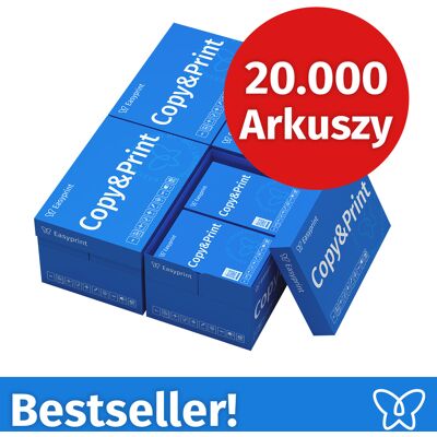 NOWOŚĆ! Papier do drukarek Easyprint Papier do kopiowania 20000 arkuszy 40 x 500 A4 Jasnobiały Premium Zwycięzca testu CIE 160 Certyfikat środowiskowy 100% PEFC NOWOŚĆ! Papier do drukarek Easyprint Papier do kopiowania 20000 arkuszy 40 x 500 A4 Jasnobiały Premium Zwycięzca testu CIE 160 Certyfikat środowiskowy 100% PEFC