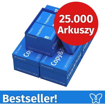 NOWOŚĆ! Papier do drukarek Easyprint Papier do kopiowania 25000 arkuszy 50 x 500 A4 Jasnobiały Premium Zwycięzca testu CIE 160 Certyfikat środowiskowy 100% PEFC NOWOŚĆ! Papier do drukarek Easyprint Papier do kopiowania 25000 arkuszy 50 x 500 A4 Jasnobiały Premium Zwycięzca testu CIE 160 Certyfikat środowiskowy 100% PEFC