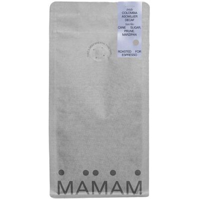Kawa ziarnista MAMAM Colombia Asomujer Decaf Espresso 1kg - bezkofeinowa Kawa ziarnista MAMAM Colombia Asomujer Decaf Espresso 1kg - bezkofeinowa
