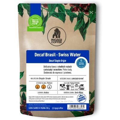 Kawa ziarnista Ingagi Coffee Decaf Brasil Swiss Water 1kg - KAWA BEZKOFEINOWA Kawa ziarnista Ingagi Coffee Decaf Brasil Swiss Water 1kg - KAWA BEZKOFEINOWA