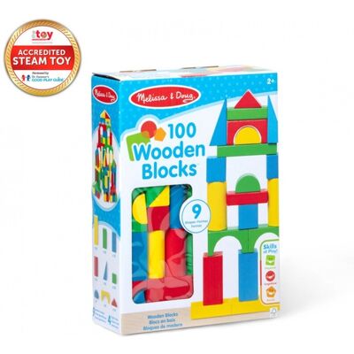 Melissa & Doug zestaw drewnianych klocków 100 sztuk Melissa & Doug zestaw drewnianych klocków 100 sztuk