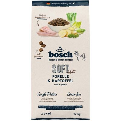 Bosch HPC Soft Adult 12 kg pstrąg i ziemniak monobiałkowa karma dla psa Bosch HPC Soft Adult 12 kg pstrąg i ziemniak monobiałkowa karma dla psa