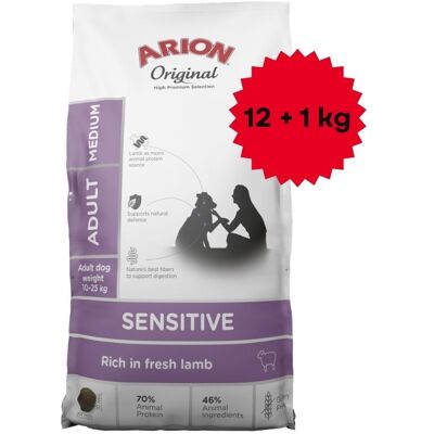 ARION Original Sensitive Medium 12+1 kg dla psów średnich z wrażliwym układem pokarmowym ARION Original Sensitive Medium 12+1 kg dla psów średnich z wrażliwym układem pokarmowym