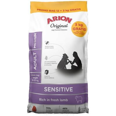 ARION Original Sensitive Adult Medium Lamb Rice 15 kg (12 + 3 kg gratis) jagnięcina, monoproteinowa karma dla psów ARION Original Sensitive Adult Medium Lamb Rice 15 kg (12 + 3 kg gratis) jagnięcina, monoproteinowa karma dla psów