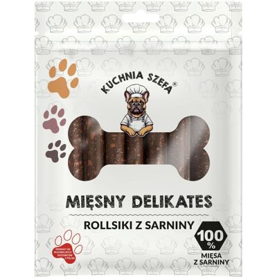 KUCHNIA SZEFA Mięsny Delikates Rollsy z Sarny 50 szt. przysmaki dla psów KUCHNIA SZEFA Mięsny Delikates Rollsy z Sarny 50 szt. przysmaki dla psów