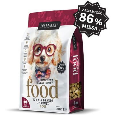 DR MALOU Liofilizowana karma Kaczka z dynią 1 kg sucha karma dla psów DR MALOU Liofilizowana karma Kaczka z dynią 1 kg sucha karma dla psów