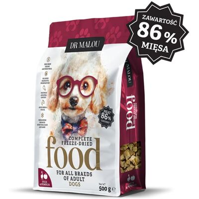 DR MALOU Liofilizowana karma Kaczka z dynią 500g sucha karma dla psów DR MALOU Liofilizowana karma Kaczka z dynią 500g sucha karma dla psów