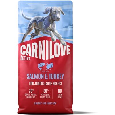 CARNILOVE Active Dog Salmon & Turkey 12 kg Junior Large Breeds łosoś i indyk, dla dorastających juniorów ras dużych CARNILOVE Active Dog Salmon & Turkey 12 kg Junior Large Breeds łosoś i indyk, dla dorastających juniorów ras dużych