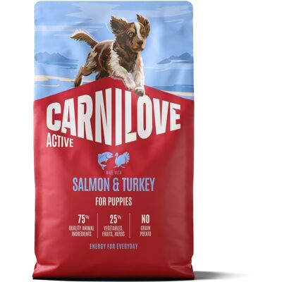 CARNILOVE Active Dog Salmon & Turkey Puppies 4 kg łosoś i indyk, dla dorastających szczeniąt CARNILOVE Active Dog Salmon & Turkey Puppies 4 kg łosoś i indyk, dla dorastających szczeniąt