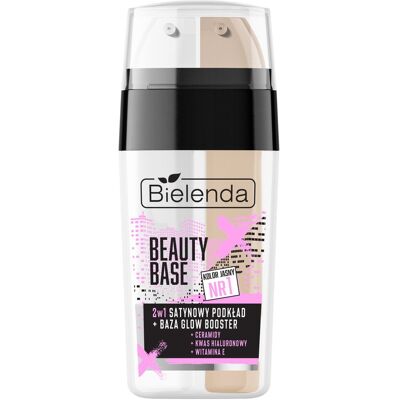 Bielenda Satynowy podkład + baza glow booster 2w1, odcień 1 jasny Bielenda Satynowy podkład + baza glow booster 2w1, odcień 1 jasny