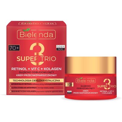 Bielenda Głęboko odbudowujący krem przeciwzmarszczkowy RETINOL + VIT C + KOLAGEN 70+, dzień/ noc Bielenda Głęboko odbudowujący krem przeciwzmarszczkowy RETINOL + VIT C + KOLAGEN 70+, dzień/ noc