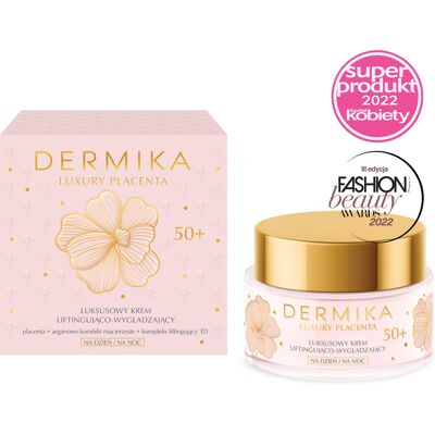 Dermika Luxury Placenta 50+ Krem na twarz - Przeciwstarzeniowy, Lifting, Nawilżający Dermika Luxury Placenta 50+ Krem na twarz - Przeciwstarzeniowy, Lifting, Nawilżający