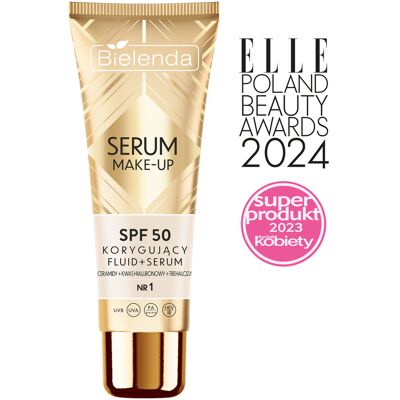 Bielenda Korygujący fluid+serum SPF50 do każdego typu cery, odcień nr 1 Bielenda Korygujący fluid+serum SPF50 do każdego typu cery, odcień nr 1